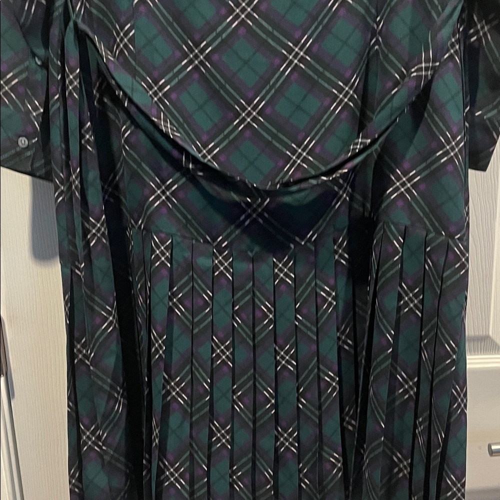 UNTUCKit Green Plaid Long Sleeve Dress With a Belt.Size 16 - Picture 9 of 16